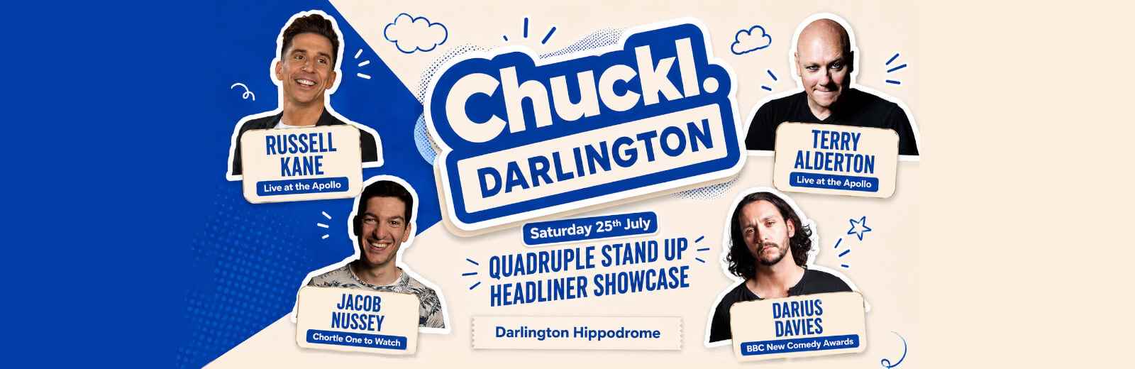Chuckl. Darlington with headliner Russell Kane